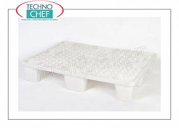 Polyethylene pallets White polyethylene pallets for food, capacity: static 4.000 Kg, dynamic 1.200 Kg, dim.mm.1200x800x140h