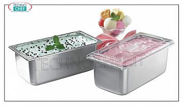 Trays - Stainless Steel Ice Cream Basins Stainless steel basin for ice cream, lt.2,5, dim.mm.180x165x120h