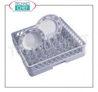 UNIVERSAL Dishwasher RACK for DISHES UNIVERSAL BASKET for WIDE-LINKED PLATES, made of polyethylene, can be fitted with RIALZI, external dimensions mm.500x500x103h