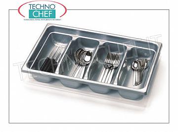 Cutlery containers Cutlery tray with 4 compartments in food-grade polyethylene, dim.mm.530x325x95h