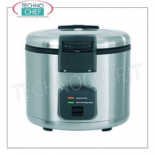 INOX COOKER for about 40 PORTIONS, with WARM function, capacity lt.8 Rice cooker in stainless steel for about 40 portions, with "WARM" function, capacity 8 liters, V.230 / 1, Kw.1,95, weight 11 Kg, dim.mm.384x384x375h