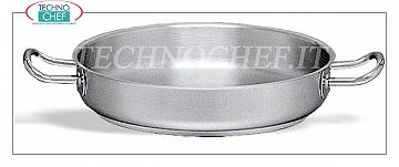 Technochef - 2 handles stainless steel skillet, professional by induction, Stainless steel pan with 2 handles, capacity 1.9 liters, also suitable for induction hobs, diam. 20 x 6h cm