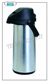 Thermal jugs Stainless steel isothermal carafe, with internal glass, capacity 1.9lt.