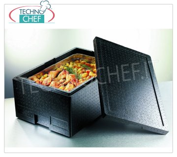 Technochef - ISOTHERMAL CONTAINER for GN 1/1 pans, in expanded polypropylene Isothermal container in expanded polypropylene, upper opening for the insertion of 1/1 gastro-norm pans (325x530 mm) or submultiples with a maximum height of 150 mm, dim. external mm 600x400x230h