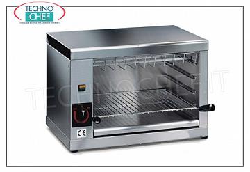 FIXED ELECTRIC SALAMANDRA in STAINLESS STEEL FIXED ELECTRIC STAINLESS STEEL SALAMANDER, cooking by high temperature IRRAGGAGE obtained through ELECTRIC HEATING ELEMENTS, V.230 / 1, kw 2.8, dimensions mm 620x350x430h