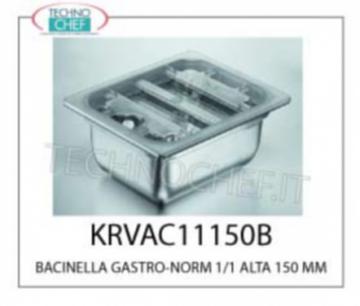 BACINELLA GASTRO-NORM 1/1 HIGH 150 MM suitable for underfloor heating (with a special cover), in GREEN thickness of stainless steel, external dimensions mm. 325x530x150h 