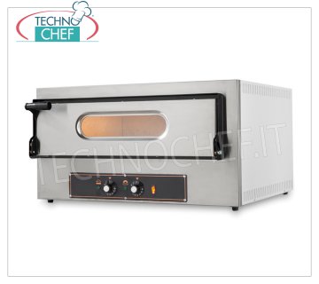 ELECTRIC OVEN for 2 Pizzas, 1 BEAM measuring 61 x 52 cm, mechanical controls, Compact version ELECTRIC PIZZA OVEN for 2 PIZZAS diameter 300 mm, CHAMBER mm 610x520x110h with TOP in REFRACTORY STONE, V.230/1, Kw.3,2, Weight 46,5 Kg, dim.mm.740x600/740x410h