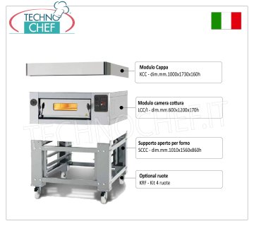 Electric pizza oven for 8 pizzas, 300 mm thick, 600 x 1200 mm chamber