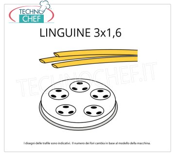 Technochef - LINGUINE DIE 3x1.6 in BRASS-BRONZE ALLOY Linguine die in brass-bronze alloy 3x1,6 mm, for mod. MPF1.5N