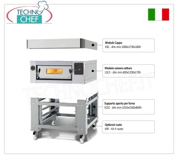 Electric pizza oven for 8 pizzas, 300 mm thick, 600 x 1200 mm chamber