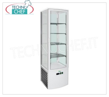 Technochef - FRIDGE display case for DRINKS, 1 Door, Ventilated, Temp. + 2 ° / + 8 ° C, lt. 280, Mod.G-LSC280 Professional Beverage-Drink Refrigerator, glass on 4 sides, 1 door, Ventilated, temperature + 2 ° / + 8 ° C, capacity lt. 280, led lighting, complete with 4 grids, V.230 / 1, Kw.0 , 26, Weight 107 Kg, dim.mm.473x405x1842h