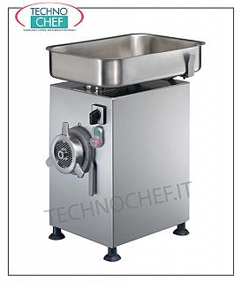 Technochef - Professional meat mincer with stainless steel meat grinding unit, careened, type 22, Meat mincer - mouth 22, completely stainless steel removable grinding unit, yield prod. Kg / h 300, V 400/3, Kw 1.1, dim cm. 30,5x45x53,5h