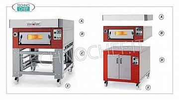 modular electric pizza ovens with cooking chambers entirely in refractory material 