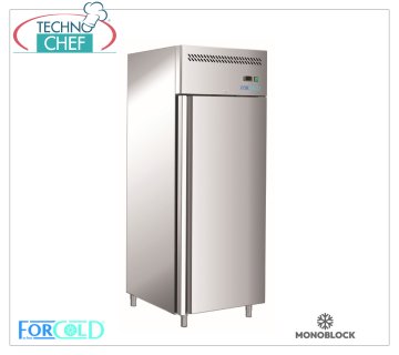Forcold - Freezer-Freezer Cabinet, with Monoblock, Plug-in System, Professional, Temp-18°/-22°C, Class E, mod.M-GN650BT-FC 1 Door Freezer-Freezer Cabinet, with Monobloc, Plug-in System, 650 lt, Temp.-18°/-22°C, ECOLOGICAL in Class E, R290 Gas, Ventilated, GN 2/1, V.230/1 , Kw.0,52, Weight 114 Kg, dim.mm.740x830x2010h