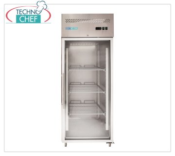 Forcold - Showcase Fridge for Drinks 1 Glass Door, Ventilated, Temp.+0°/+8°C, with Monobloc, Plug-in System, 650 lt, Class C, mod.M-GN650TNG-FC Professional refrigerated cabinet, 1 glass door, with monobloc, plug-in system, ventilated, 650 lt, Temp.+0°/+8°C, GN 2/1, Ecological in Class C, Gas R290, V.230/ 1, Kw.0,305, Weight 125 Kg, dim.mm.740x830x2010h