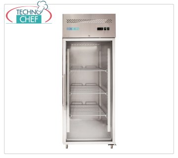 Forcold - Freezer-Freezer Cabinet 1 glass door, Ventilated, Temp.-18°/-22°C, with Monobloc, plug-in system, lt.650, Class E, mod.M-GN650BTG-FC Professional Freezer-Freezer Cabinet, 1 Glass Door, with Monobloc, Plug-in System, Ventilated, 650 lt, Temp.-18°/-22°C, GN 2/1, Ecological in Class E, Gas R290, V. 230/1, Kw.0,520, Weight 140 Kg, dim.mm.740x830x2010h