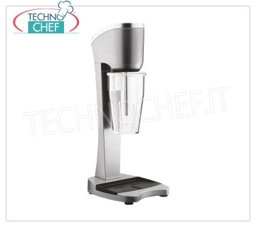 TECHNOCHEF - Professional Milkshake Whisk with Polycarbonate Cup, Mod.MP98T PROFESSIONAL MIXER for the preparation of milkshakes, milk shakes and cocktails, structure in LIGHT ALLOY and STEEL, container in TRANSPARENT POLYCARBONATE lt.0,9, V.230/1, Kw 0,3, Weight 3,4 Kg, dim. mm.210x180x485h