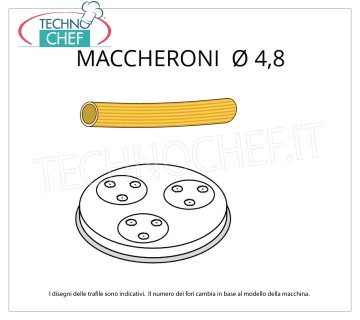 Technochef - MACARONI DIE Ø 4,8 in BRASS-BRONZE ALLOY Die for macaroni in brass-bronze alloy Ø 4,8 mm, for mod. MPF1.5N
