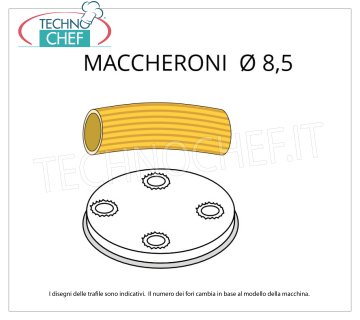Technochef - MACARONI DIE Ø 8,5 in BRASS-BRONZE ALLOY Die for macaroni in brass-bronze alloy Ø 8,5 mm, for mod.MPF1.5N