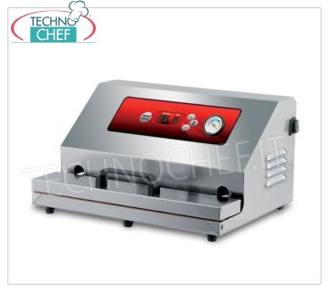 Technochef - Automatic vacuum machine with external suction, 450 mm sealing bar, mod.MAGIC Automatic vacuum machine with external suction, 450 mm sealing bar, V.230/1, Kw.0,55, Weight 12 Kg, dim.mm.470x310x180h