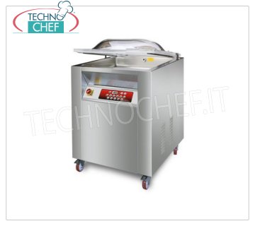 Professional vacuum chamber machine, 50 cm sealing bars, 51x65x22h chamber, mod. MAGNUM PROFESSIONAL BELL VACUUM PACKAGING MACHINE EUROMATIC on CABINET with WHEELS, CHAMBER mm.510x650x220h, WELDING BAR 500 mm, VACUUM PUMP 60/72 meters / cubic / hour, V.380 / 3, Kw.1,3, Weight 140 Kg , dim.mm.630x760x1050h