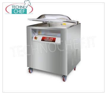 Professional Bell Vacuum Machine, 2 Sealing Bars 55 cm, Chamber 72x57x20h cm, mod. MAJOR PROFESSIONAL BELL VACUUM PACKAGING MACHINE EUROMATIC on CABINET with WHEELS, CHAMBER mm.720x570x220h, 2 SEALING BARS of 550 mm, VACUUM PUMP of 60 meters / cubic / hour, V.380 / 3, Kw. 1.45, Weight 160 Kg, dim.mm.840x680x1050h