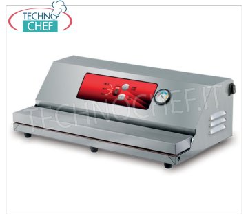 Technochef - Semi-automatic vacuum machine with external suction, 500 mm sealing bar, mod.MATIC50 Semi-automatic vacuum machine with external suction, 500 mm sealing bar, automatic or manual work cycle and 3 suction levels, V.230/1, Kw.0.55, Weight 11 Kg, dim.mm.520x280x170h