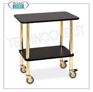 Gueridon trolleys Trolley "Gueridon" with structure in round brass-plated steel tube, tops in melamine "black" color, dim.mm 710x460x780h