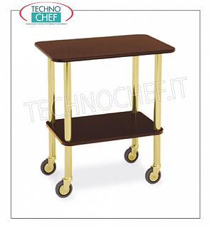 Gueridon trolleys Trolley "Gueridon" with structure in round brass-plated steel tube, tops in melamine "wengè" color, dim.mm 710x460x780h