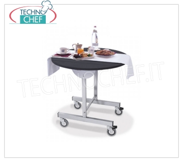 breakfast carts (breakfast) Breakfast trolley with reversible top in plywood and laminate with folding side flaps, chromed steel frame designed for thermal box, dim.est.diam.mm.800x780h