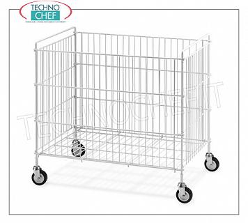 Laundry trolleys FOLDING LITTERS BASKET in white plasticised steel rod, with swivel wheels of diam.80 mm, dim.mm.800x510x750h