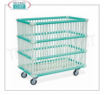 Laundry trolleys POLYPROPYLENE BASKET IN WASHING MACHINES with 80 mm diameter wheels, mounted on a galvanized steel frame, 830x480x790h dim.