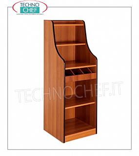 Room service furniture Living room service cabinet in CILIEGIO color melamine wood, with 1 open cutlery drawer, open compartment with shelf and riser with 2 shelves, dim.mm.480x480x1450h