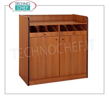 Room service furniture Cherry wood dining room cabinet with 2 open drawer drawers and 2 door swing doors, dim. Mm.940x480x980h