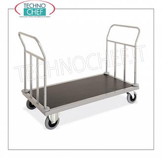 Technochef - LUGGAGE / LUGGAGE TROLLEY with sides on 2 sides, art. 1894-1 LUGGAGE TROLLEY with guide and push sides on the 2 sides, in sheet metal and painted steel tube, base covered with carpet and ring bumper, dim.mm.1440x660x950