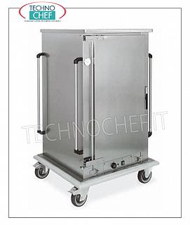 Temperature maintainer, Ventilated HOT cart for 8 GN 1/1 HOT MAINTENANCE trolley for COOKED FOODS, 1 hinged door, 8 GRILL CAPACITY or GASTRO-NORM 1/1 (mm.325x530) trays, STEP between the guides 120 MM, VENTILATED HEATING, temp. From + 65 ° to +90 °, HUMIDIFIER, V.230 / 1, Kw.1.6, dim.mm.780x730x1510h