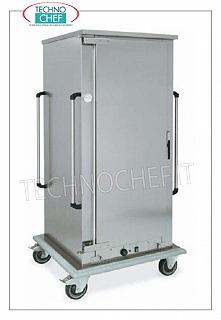 Temperature maintainer, Ventilated HOT cart for 13 GN 1/1 HOT MAINTENANCE trolley for COOKED FOODS, 1 hinged door, 13 GRID CAPACITY or GASTRO-NORM 1/1 (mm.325x530) trays, STEP between the guides 80 MM, VENTILATED HEATING, temp. From + 65 ° to +90 °, HUMIDIFIER, V.230 / 1, Kw.1.6, dim.mm.780x730x1510h