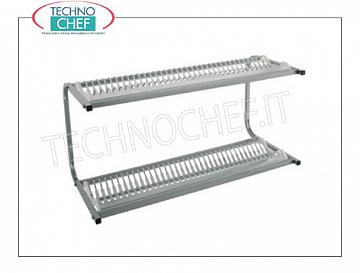 Stainless steel dish drainer 2 shelves 30 + 30 dishes DISH PLATE shelf with 2 shelves for 30 + 30 plates with diameters from 160 to 320 mm, dimensions mm.830x420x480h