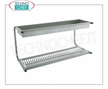 Stainless steel 304 dish drainer-glass drainer with 1 shelf 36 dishes DISH & DRAINER shelf with 1 shelf for 36 dishes with a diameter from 160 to 320 mm and 1 shelf for glasses, dimensions mm.980x420x480h