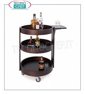 Trolleys for wines and liqueurs Round wall-mounted trolley in solid wood WENGE 'color, with reclosable side shelf, Weight 40 Kg, dim.mm.590x800