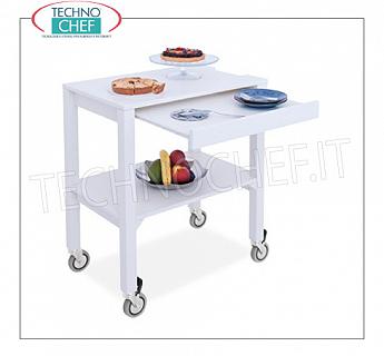 Wooden service carts Service trolley in matt lacquered wood in the standard colors, with 2 shelves, retractable sliding plate holder, push handle, max. Kg.30, dim.mm.700x450x840h