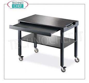 Wooden service trolleys Service trolley in matt lacquered wood in the standard colors, with 2 shelves, retractable sliding plate holder, push handle, max capacity Kg.30, FULL RANGE