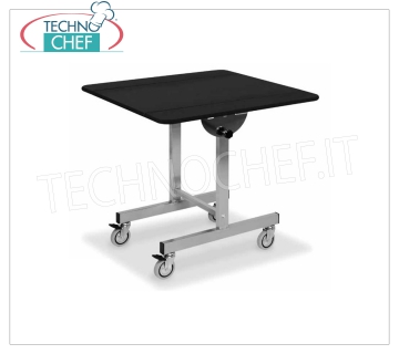 breakfast carts (breakfast) Breakfast trolley with reversible square top in plywood and laminate with folding side flaps, chromed steel frame designed for thermal box, dim.est.mm 800x800x780h