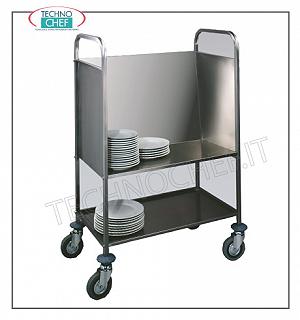 Flat transport trolleys Stackable 3-sided stack transport trolley + lower shelf, capacity 200 plates, dim.cm.84 x 48 x 110 h