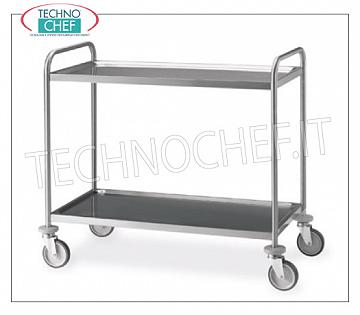 Service trolleys in stainless steel Stainless steel trolley 2 printed shelves, complete range