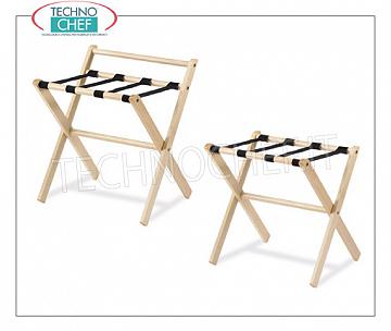 Technochef - Chamber support Suitcase-Suitcase holder with folding structure in natural wood and removable straps in black PVC, available in 2 VERSIONS, with or without side
