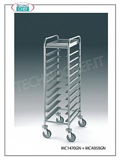 Tray Trolleys with Guides for Gastro-Norm (32.5x53 cm) and Euro-Norm (37x53 cm) TRAYS Self / service tray trolley, for Gastro-norm and Euro-norm trays, complete range