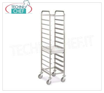 TROLLEY Tray holder with guides for 12 Euro-Norm TRAYS, Mod. 1494-EN TRAY HOLDER TROLLEY with `` L '' guides for 12 EURO-NORM TRAYS (530x370 mm), dim.mm.500x600x1900h