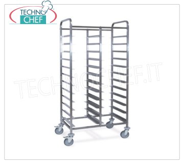 TROLLEY Tray holder with guides for 24 Euro-Norm TRAYS, Mod.1495-EN TRAY TROLLEY with ''L'' shaped guides for 24 EURO-NORM TRAYS (mm 530x370), dim. mm. 900x600x1900h