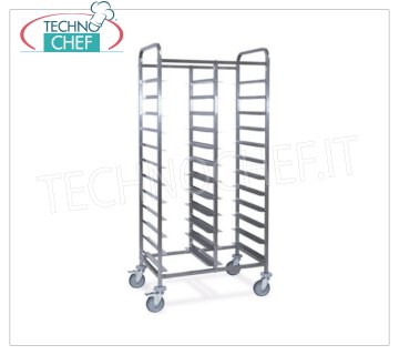 TROLLEY Tray holder with guides for 24 Gastro-Norm 1/1 TRAYS, Mod. 1495-GN TRAY HOLDER TROLLEY with `` L '' guides for 24 GN 1/1 TRAYS (530x325 mm), dim. mm. 810x600x1900h